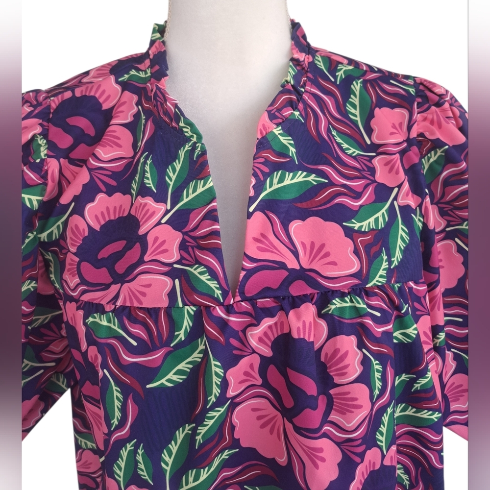 Michelle Mcdowell Floral Pink and Green Women's Dress - Picture 4 of 9